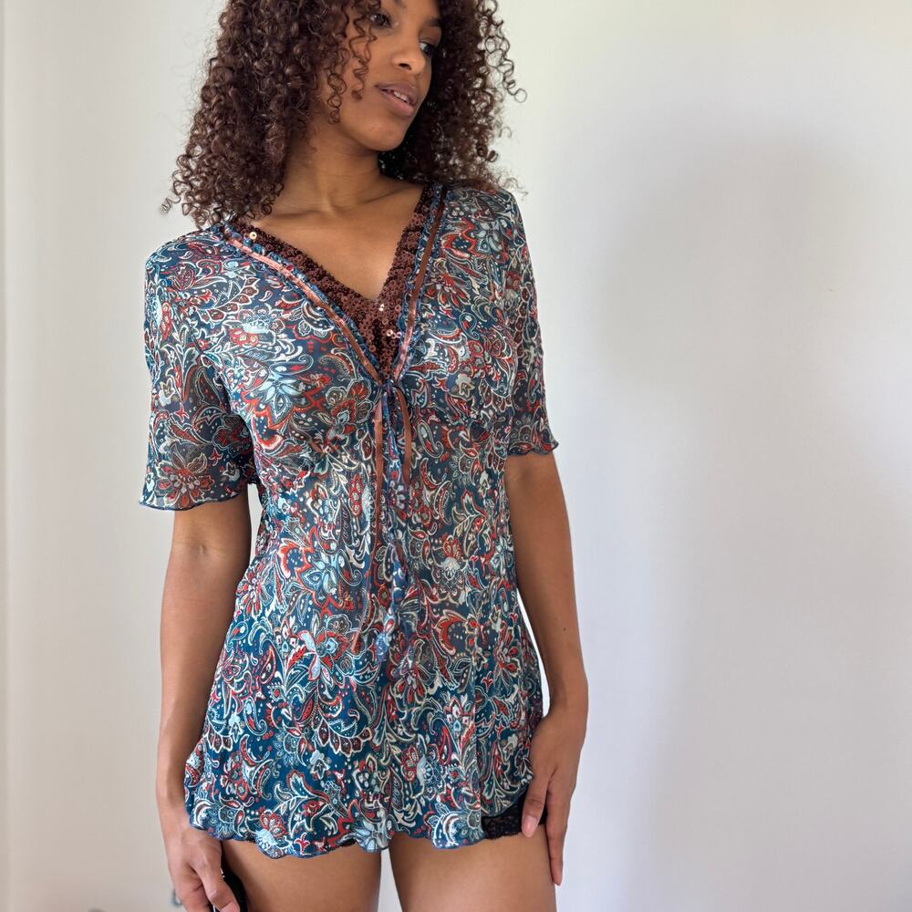 Vintage Euro paisley sequin blouse (S/M)